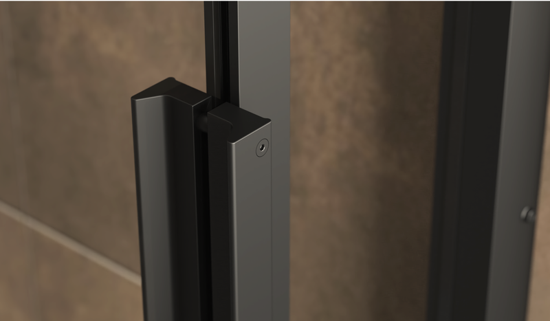 Impey Soho black sliding door handle close-up