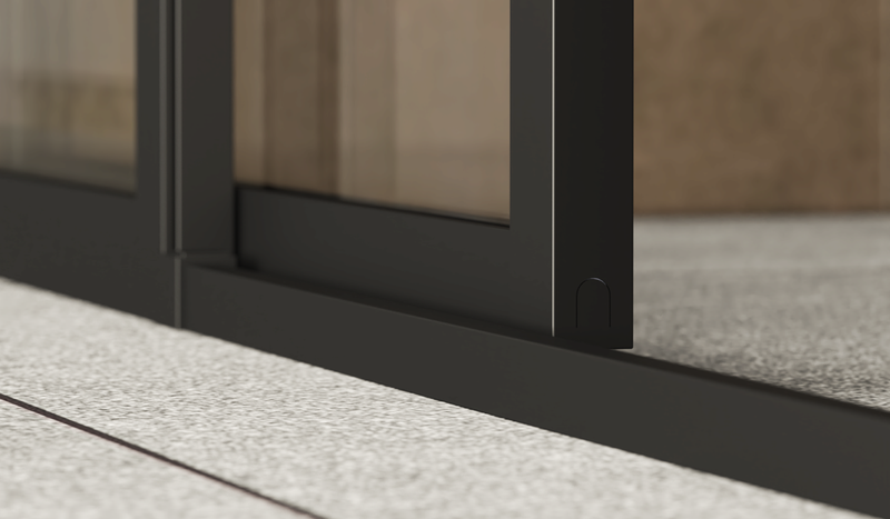 Impey Soho black sliding door bottom runner detail