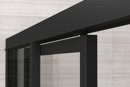 Impey Soho black wetroom door in a tiled wetroom, roomset