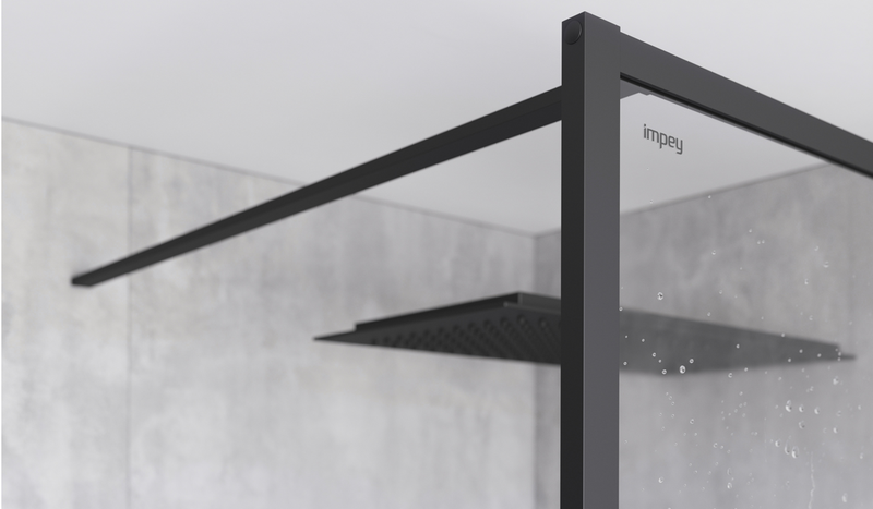 Impey Soho black wetroom panel bracing bar detail