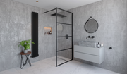 Impey Soho black framed wetroom walk-in glass panel, roomset