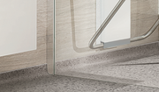Impey Supreme glass wetroom screen wall profile with vinyl coving extension profile