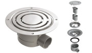 Impey vinyl gravity wetroom drain, horizontal outlet, exploded view