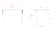 Impey wide padded fold down shower seat S9 dimensions line drawing