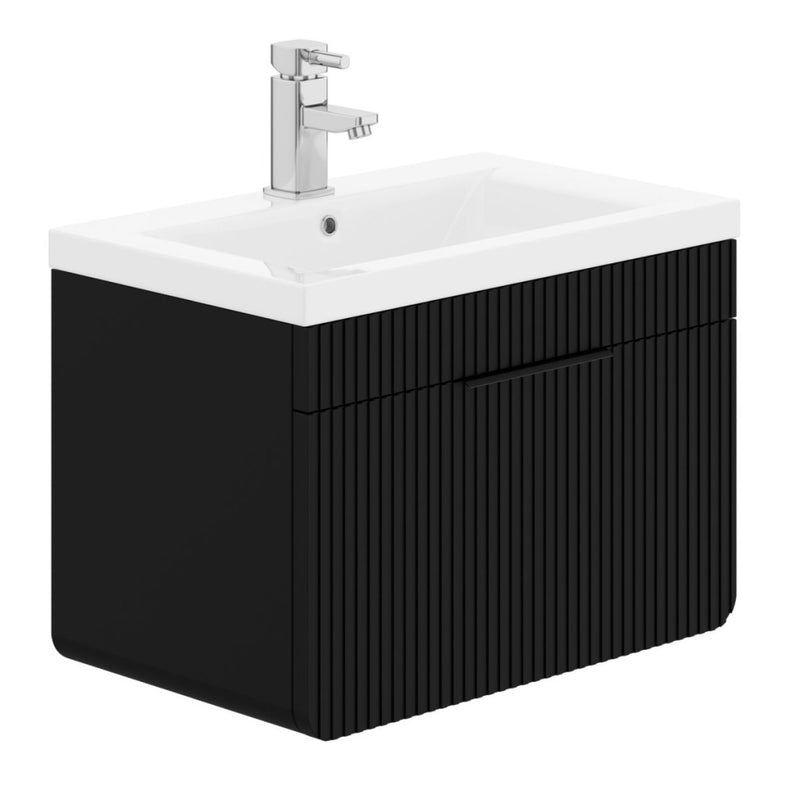 Impressions 600mm 1 Drawer Basin Vanity Unit Black Super Matt