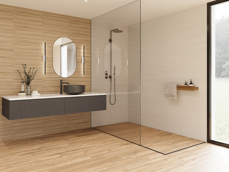 Jupiter natural slatted wood effect wall tile 310x610mm - view 2