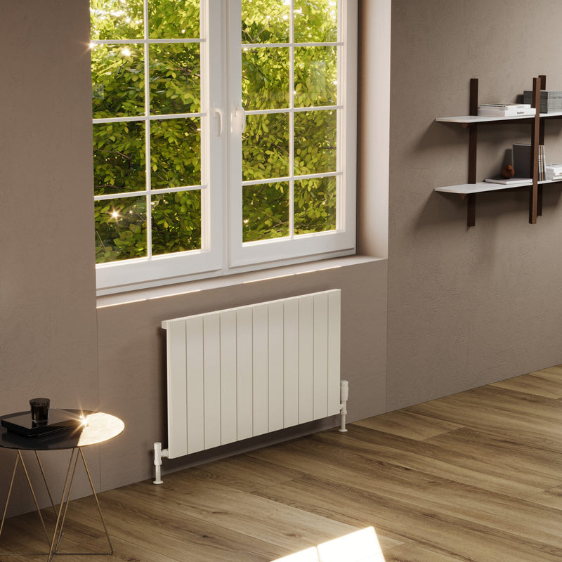 Kartell Allegro double horizontal aluminium radiator shown in textured white