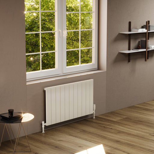 Kartell Allegro double horizontal aluminium radiator shown in textured white