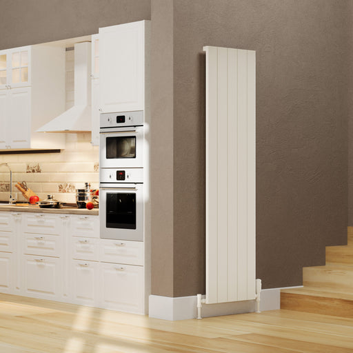 Kartell Allegro single vertical aluminium radiator shown in textured white