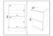 Kartell K-VIT Arc 500mm Floor Standing Vanity Unit in Matt Graphite (dimensions)