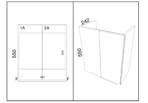 Kartell K-VIT Arc 500mm Wall Mounted Cloakroom Unit in Matt Cashmere (dimensions)