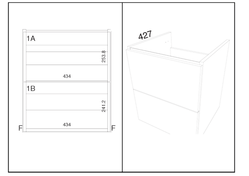 Kartell K-VIT Arc 500mm Wall Mounted Vanity Unit in Matt Cashmere (dimensions)