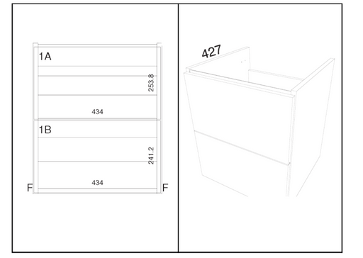 Kartell K-VIT Arc 500mm Wall Mounted Vanity Unit in Matt Cashmere (dimensions)