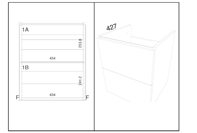Kartell K-VIT Arc 600mm Wall Mounted Vanity Unit in Matt Cashmere (dimensions)
