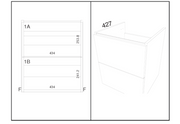 Kartell K-VIT Arc 600mm Wall Mounted Vanity Unit in Matt Graphite (dimensions)