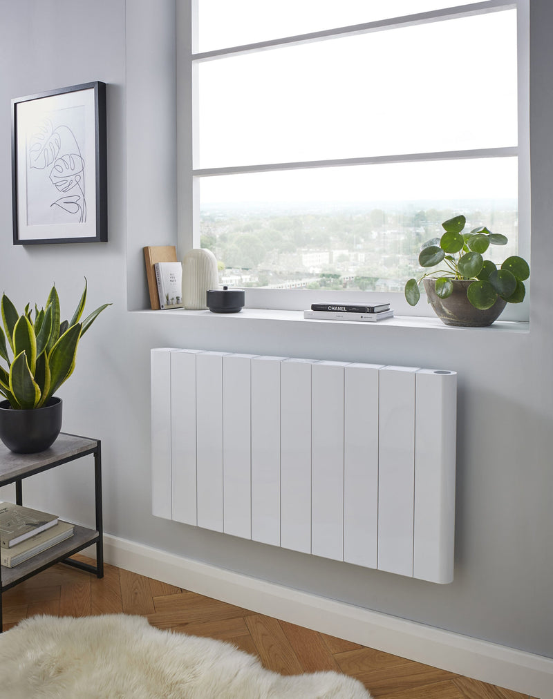 Kartell Capri horizontal electric aluminium radiator in gloss white