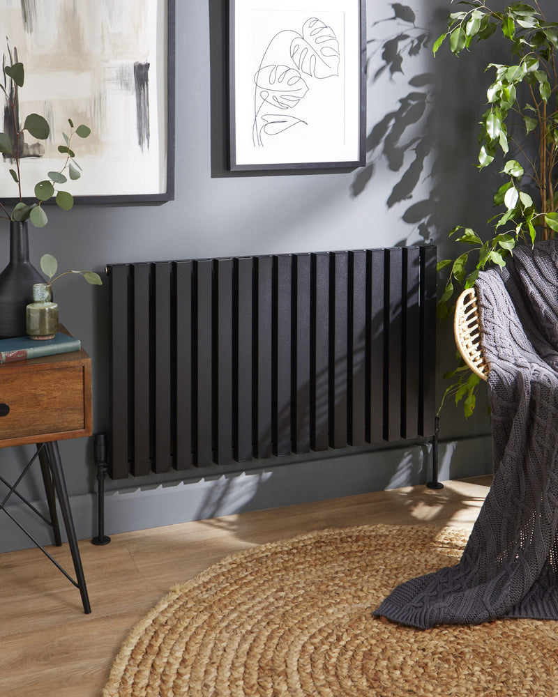 Kartell Hamilton double horizontal aluminium radiator shown in textured black