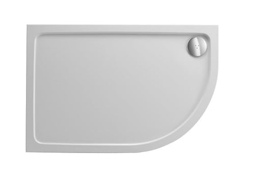 Kartell JT Fusion 45mm offset quadrant shower tray in gloss white with 90mm waste
