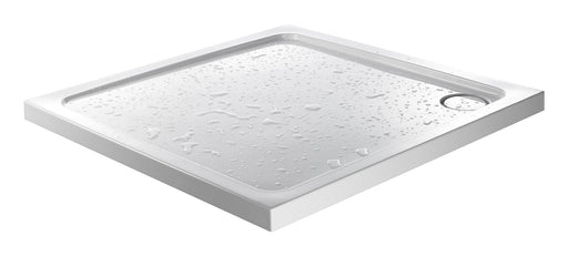 Kartell JT Fusion 45mm square shower tray in gloss white, installed in a modern shower enclosure
