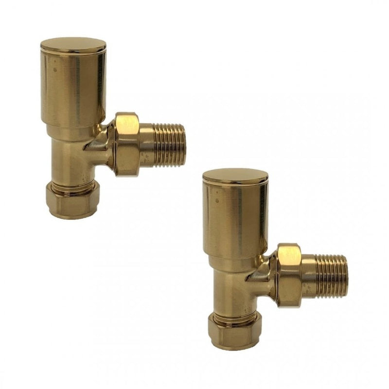 Kartell K-RAD Angled Radiator Valve 15mm Pair Brushed Brass