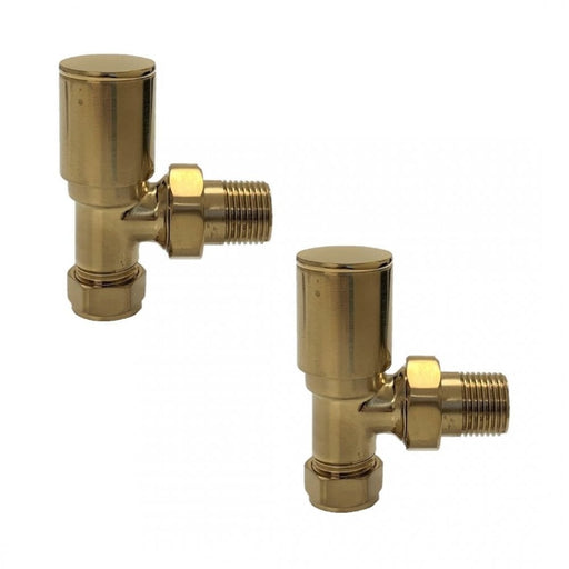 Kartell K-RAD Angled Radiator Valve 15mm Pair Brushed Brass
