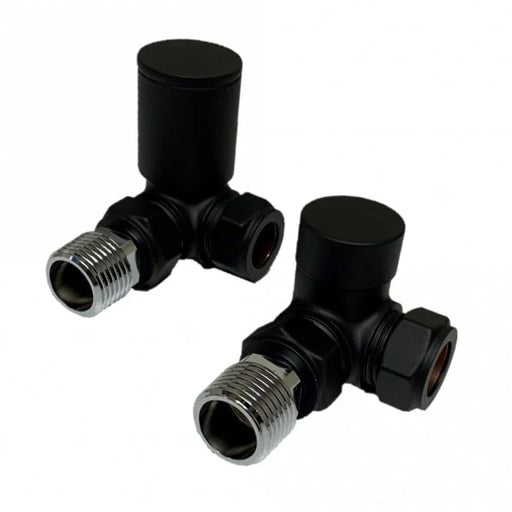 Kartell K-RAD Corner Radiator Valve 15mm Pair Matt Black