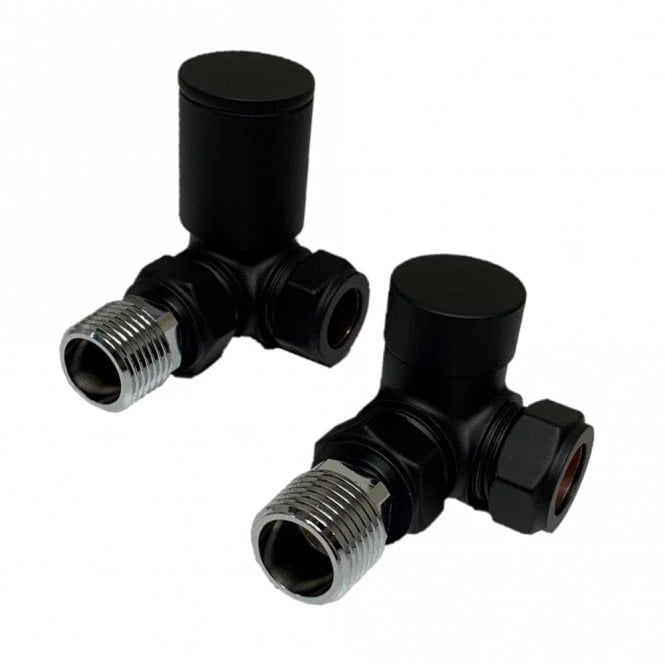 Kartell K-RAD Corner Radiator Valve 15mm Pair Matt Black