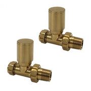 Kartell K-RAD Straight Radiator Valve 15mm Pair Brushed Brass