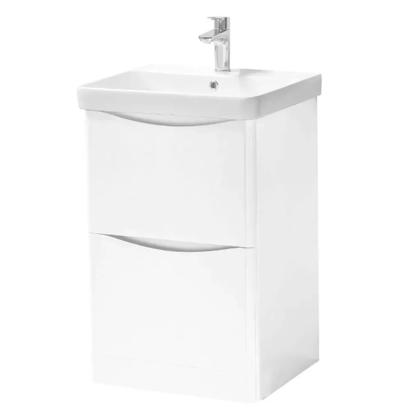Kartell K-VIT Arc 500mm floor standing 2 drawer unit and ceramic basin in White Gloss (ARC500FS-W)