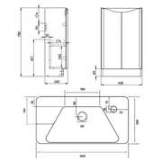 Kartell K-VIT Arc 500mm floor standing cloakroom unit in White Gloss (ARCLOAKFS-W) - dimensions diagram