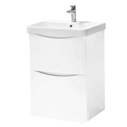 Kartell K-VIT Arc 600mm floor standing 2 drawer unit and ceramic basin in White Gloss (ARC600FS-W)