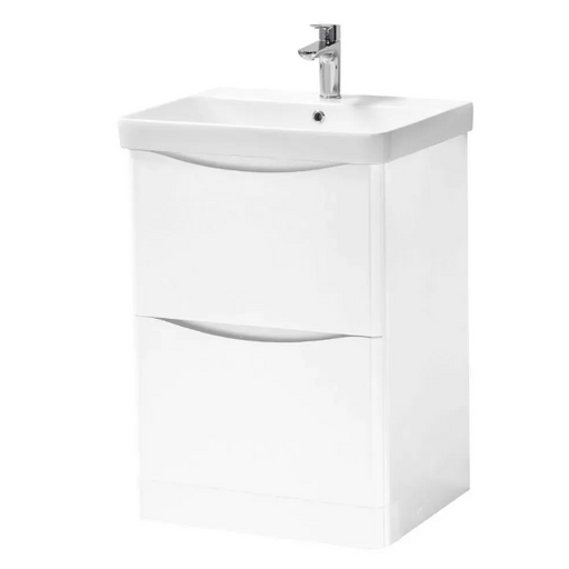 Kartell K-VIT Arc 600mm floor standing 2 drawer unit and ceramic basin in White Gloss (ARC600FS-W)