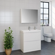 Kartell K-VIT Arc 600mm wall mounted 2 drawer unit in White Gloss (ARC600WM-W) - bathroom setting