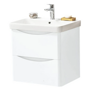 Kartell K-VIT Arc 600mm wall mounted 2 drawer unit and ceramic basin in White Gloss (ARC600WM-W)