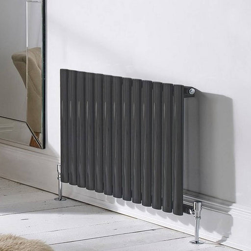 Kartell K-VIT Aspen double horizontal oval-tube designer radiator in textured grey