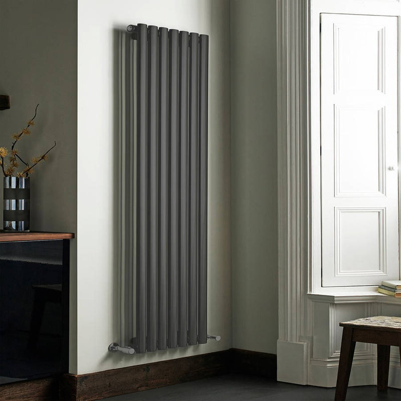 Kartell K-VIT Aspen double vertical oval-tube designer radiator in textured grey