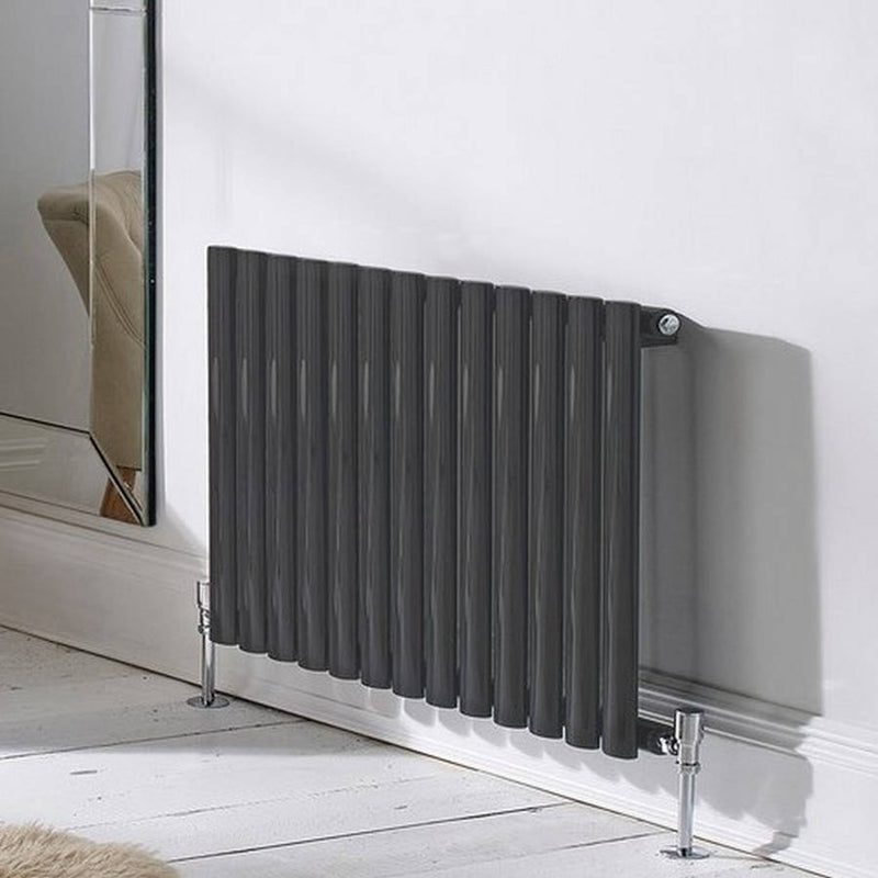 Kartell K-VIT Aspen single horizontal oval-tube designer radiator in textured grey