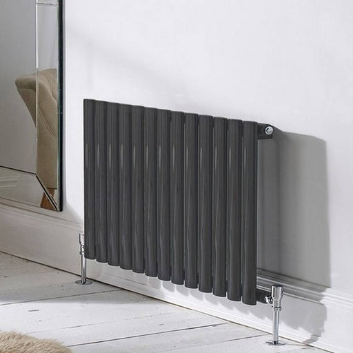 Kartell K-VIT Aspen single horizontal oval-tube designer radiator in textured grey