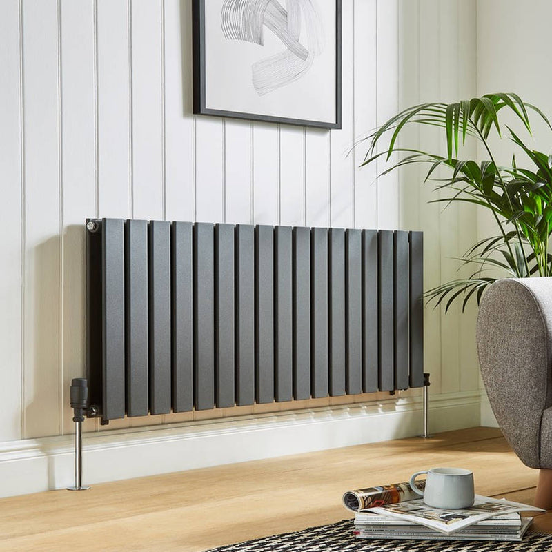 Kartell K-VIT Boston double horizontal designer radiator in textured grey