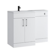 Kartell K-VIT Dove 1100mm L-shaped door unit furniture pack in matt white with 600mm vanity unit, WC unit and L-shaped ceramic basin