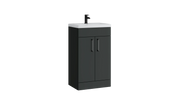 Kartell K-VIT Dove 500mm 2 door floor standing vanity unit with white ceramic basin in matt anthracite (DOV500FSDO-MA)