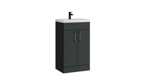 Kartell K-VIT Dove 500mm 2 door floor standing vanity unit with white ceramic basin in matt anthracite (DOV500FSDO-MA)