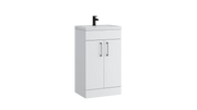 Kartell K-VIT Dove 500mm 2 door floor standing vanity unit with white ceramic basin in matt white (DOV500FSDO-SW)