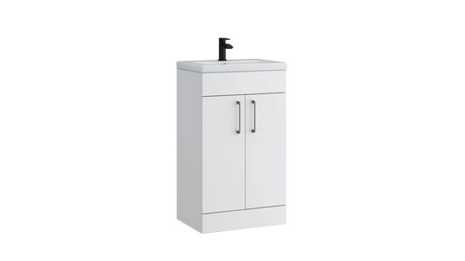 Kartell K-VIT Dove 500mm 2 door floor standing vanity unit with white ceramic basin in matt white (DOV500FSDO-SW)