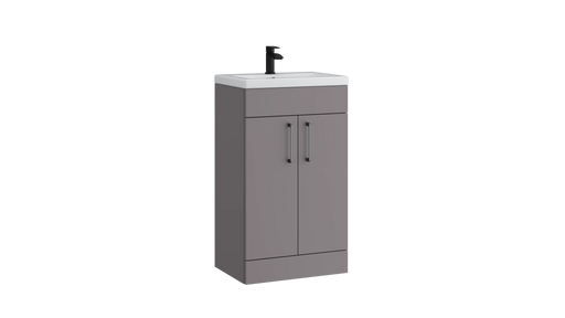 Kartell K-VIT Dove 500mm 2 door floor standing vanity unit with white ceramic basin in slate grey (DOV500FSDO-SG)