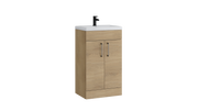 Kartell K-VIT Dove 500mm 2 door floor standing vanity unit with white ceramic basin in torro oak (DOV500FSDO-TO)