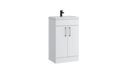 Kartell K-VIT Dove 500mm 2 door slimline floor standing vanity unit with white ceramic basin in matt white (DOV500SL-SW)