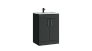 Kartell K-VIT Dove 600mm 2 door floor standing vanity unit with white ceramic basin in matt anthracite (DOV600FSDO-MA)