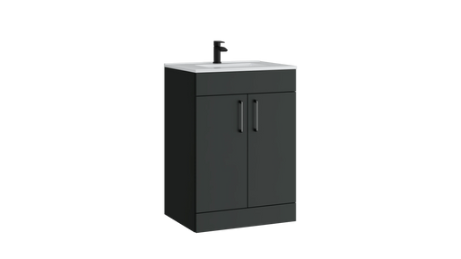 Kartell K-VIT Dove 600mm 2 door floor standing vanity unit with white ceramic basin in matt anthracite (DOV600FSDO-MA)