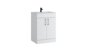 Kartell K-VIT Dove 600mm 2 door floor standing vanity unit with white ceramic basin in matt white (DOV600FSDO-SW)